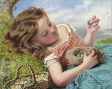 Le nid de grive Sophie Gengembre Anderson enfant Peinture à l'huile